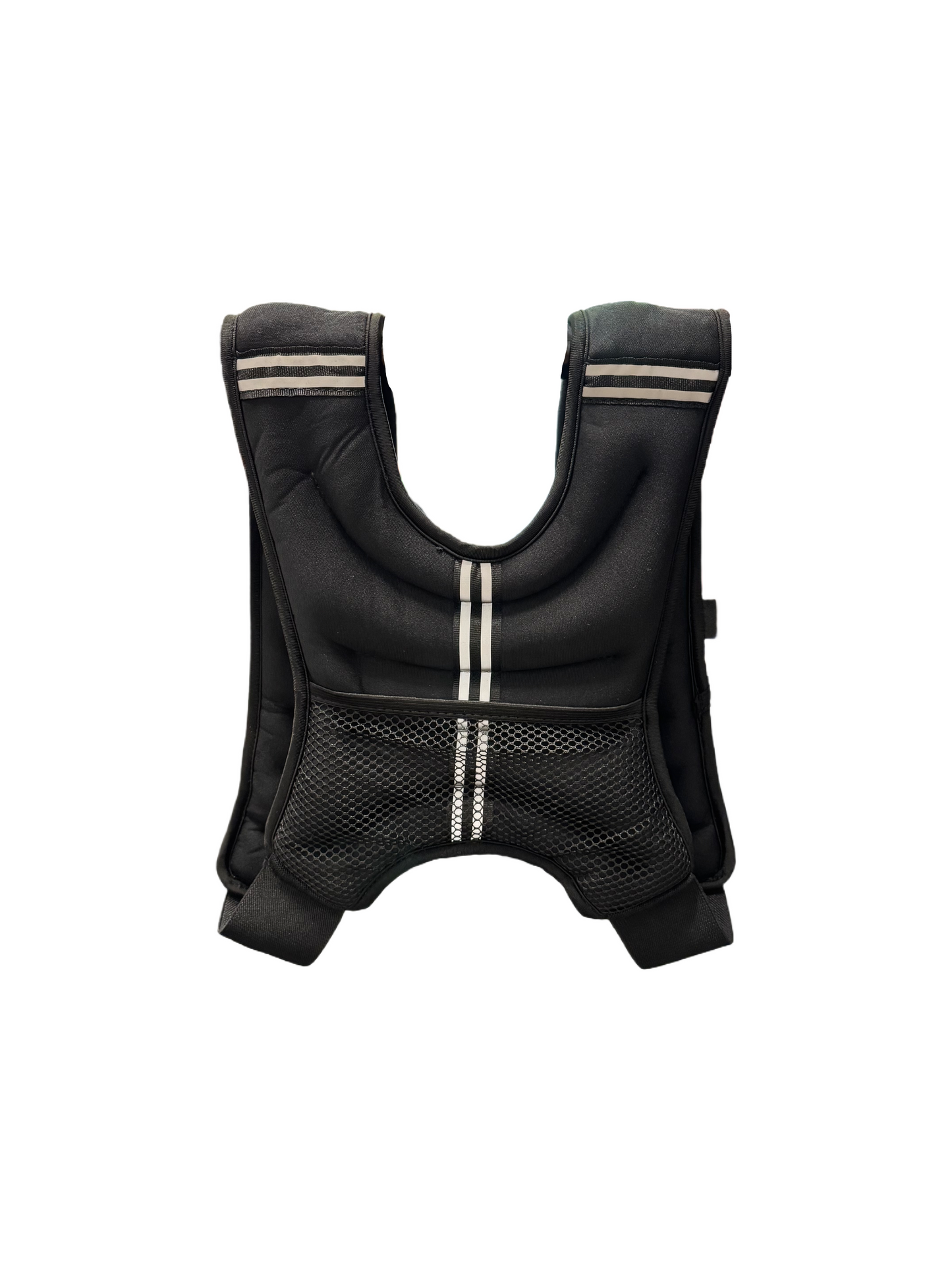 Rear view of a VestFit NZ black, weighted neoprene vest.